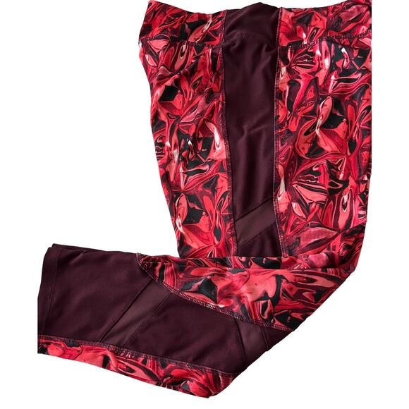 AVIA HI-RISE CROPPED ACTIVEWEAR LEGGINGS, WOMENS, M, PURPLE PINK BLACK ABSTRACT - Picture 4 of 8